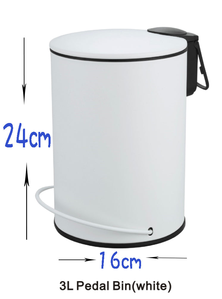 Pedal Bins: 3L Soft Close Pedal Bin White