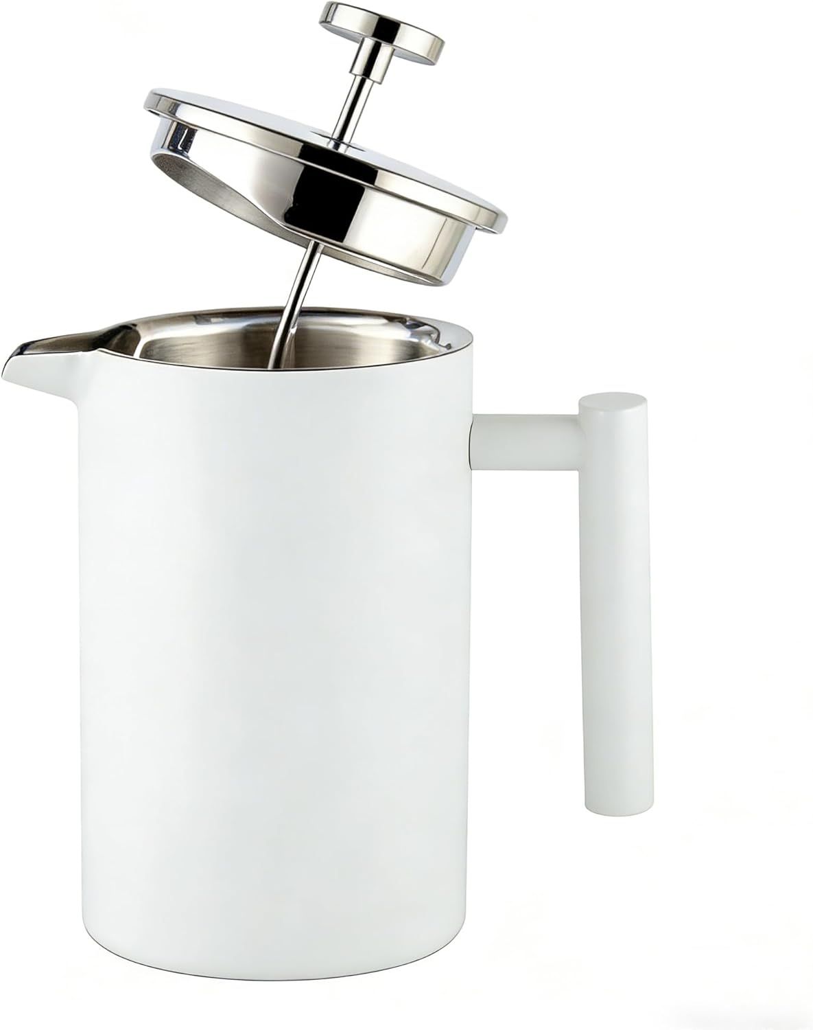 White French Press Coffee Maker Plunger 1000ml