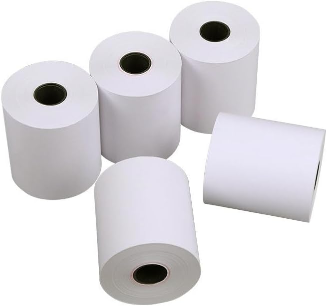 6 Rolls Linerless Printing Label Paper 80 mm × 52 m for Takeaway Shop Restaurant
