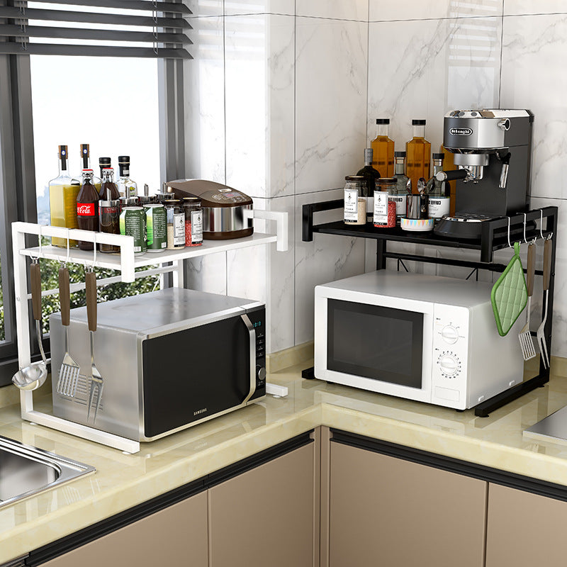 Microwave Ovens: Adjustable Microwave Oven Storage Shelf Black