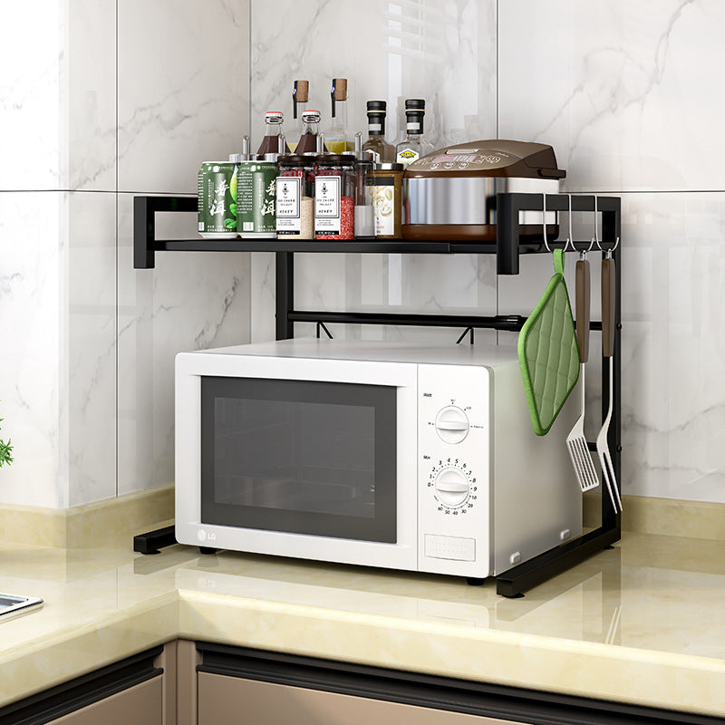 Microwave Ovens: Adjustable Microwave Oven Storage Shelf Black