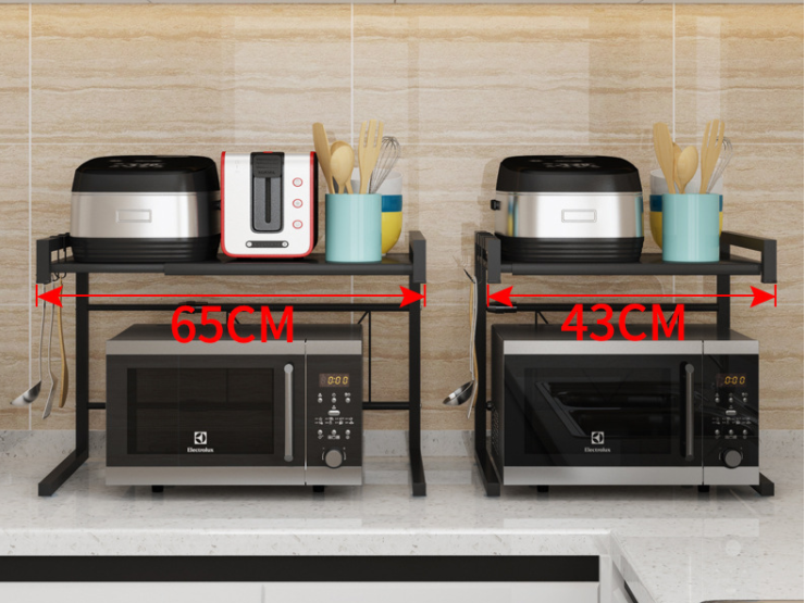 Microwave Ovens: Adjustable Microwave Oven Storage Shelf Black