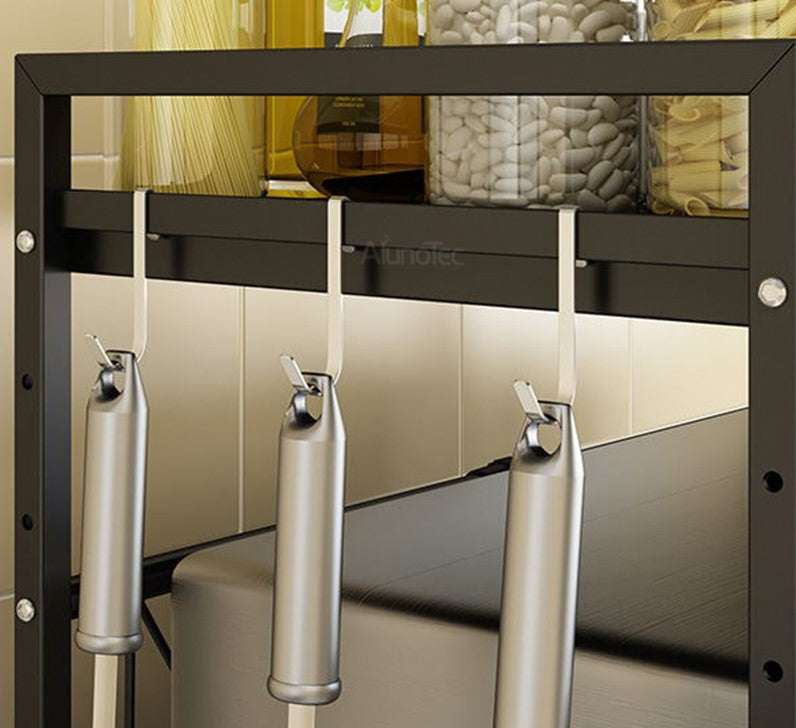 Outdoor Dining Sets: Adjustable Width & Height Microwave Shelf Black