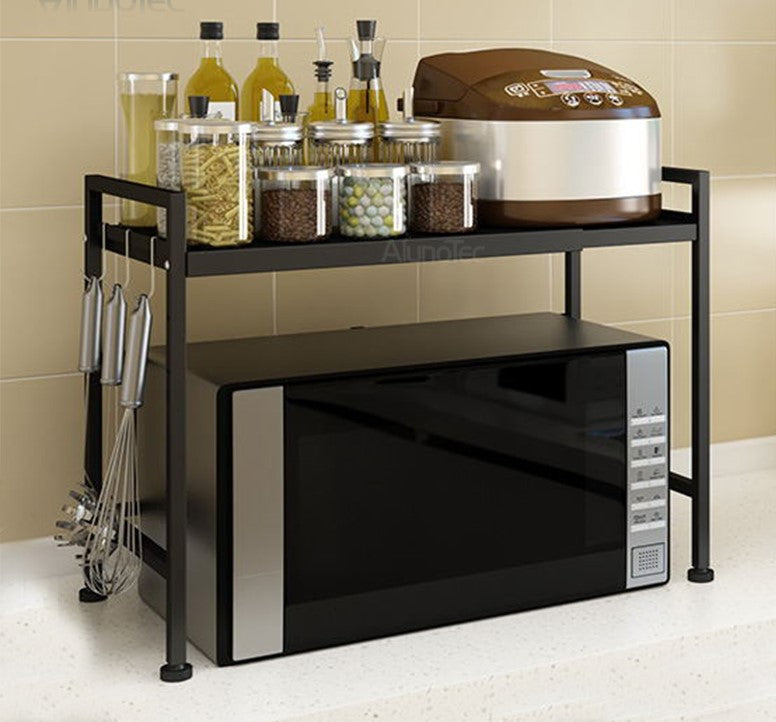 Outdoor Dining Sets: Adjustable Width & Height Microwave Shelf Black