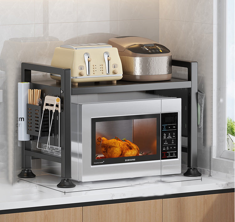 Storage Cabinets & Lockers: Multifunctional Microwave Shelf Storage Cutlery Tray Spice Holder Kitchen Rack Black