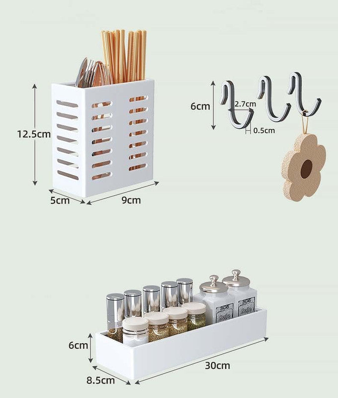 Storage Cabinets & Lockers: Multifunctional Microwave Shelf Storage Cutlery Tray Spice Holder Kitchen Rack Black