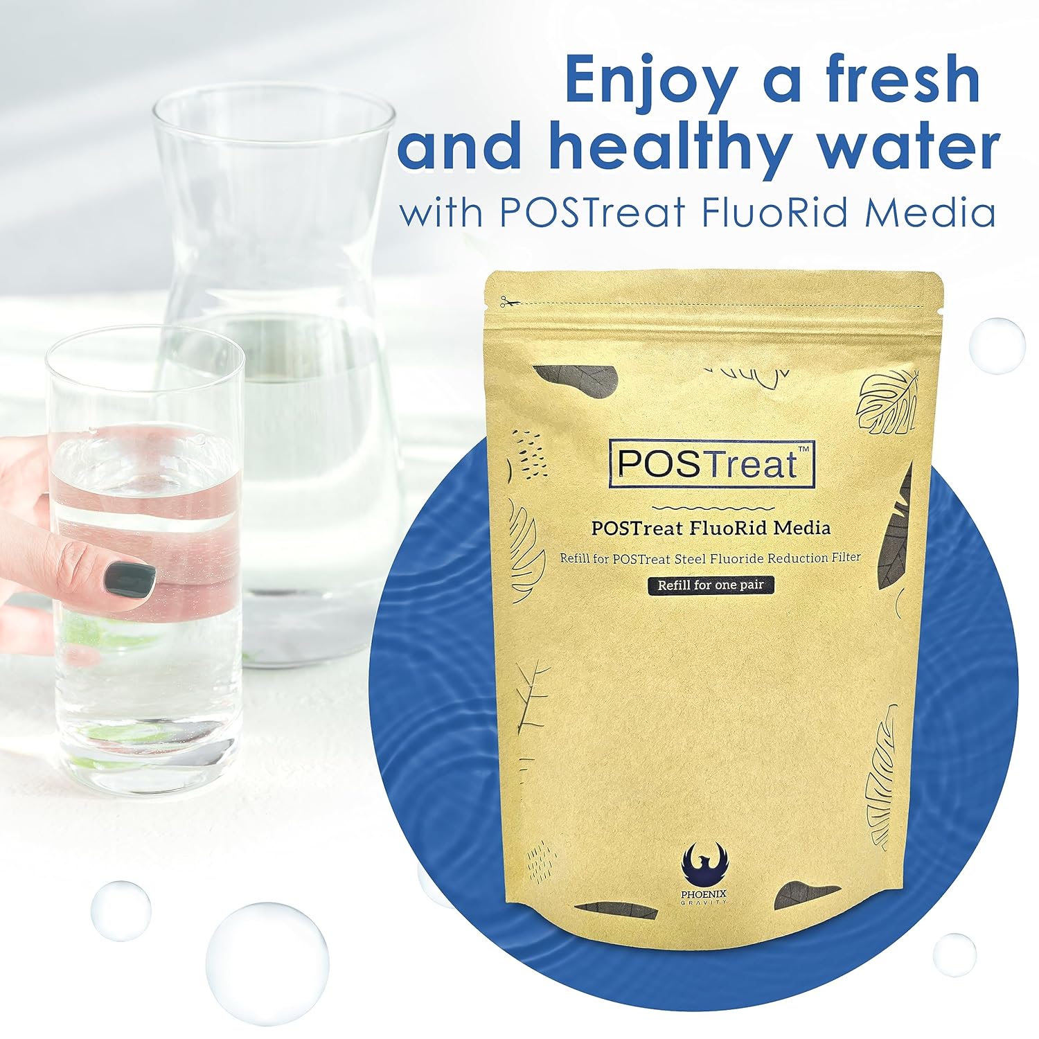 Water Filtration Accessories: POSTreat FluoRid Media Refill -Fluoride Filter Media-Phoenix Gravity