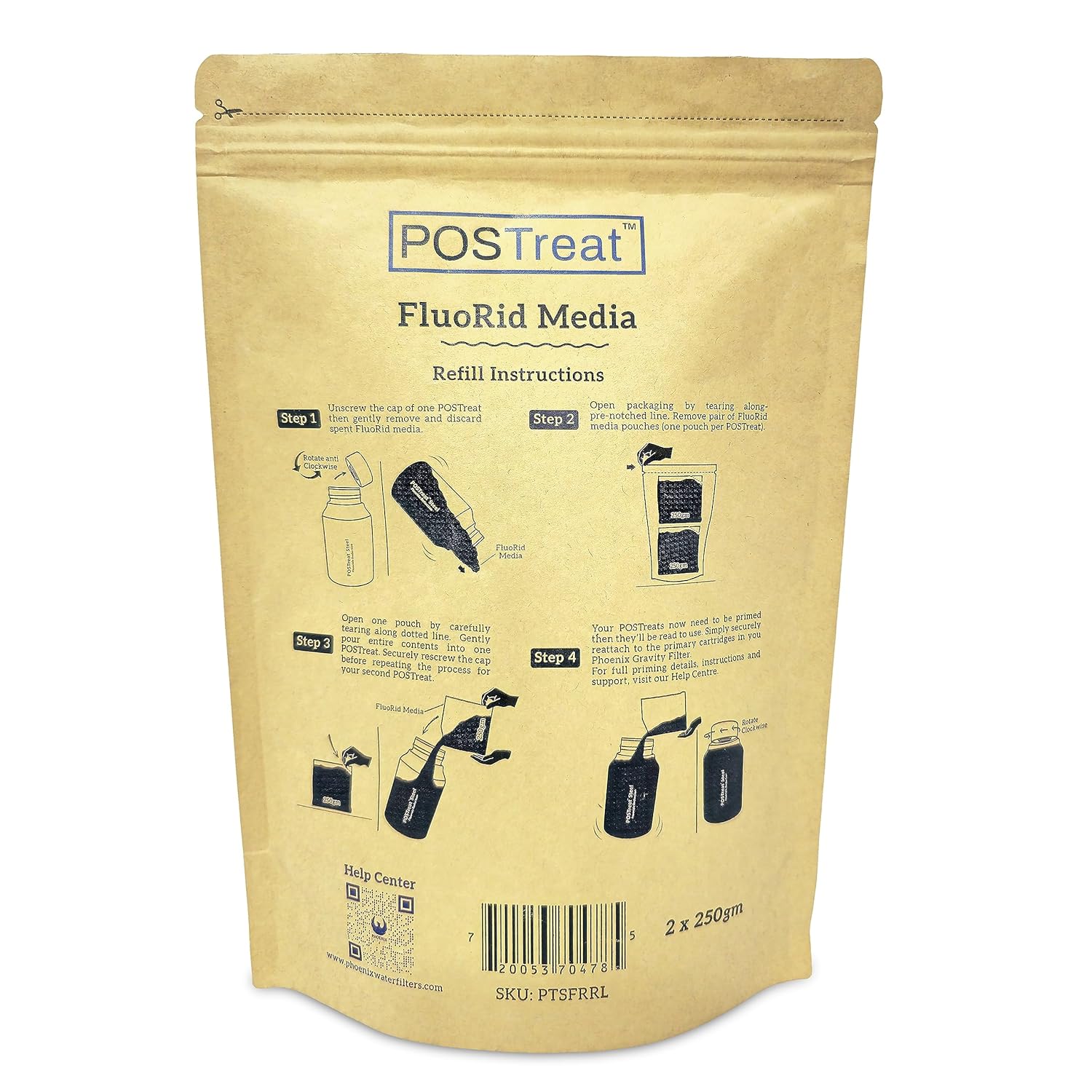 Water Filtration Accessories: POSTreat FluoRid Media Refill -Fluoride Filter Media-Phoenix Gravity
