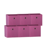 Storage Boxes: SORTI 33x33x27 CM Dark Pink 6-Pack Foldable Storage Cubes - Fabric Bookcase Organizers for Toys and More