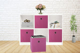 Storage Boxes: SORTI 33x33x27 CM Dark Pink 6-Pack Foldable Storage Cubes - Fabric Bookcase Organizers for Toys and More
