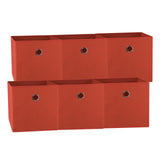 Storage Boxes: SORTI 33x33x27 CM Red 6-Pack Foldable Storage Cubes - Fabric Bookcase Organizers for Toys and More