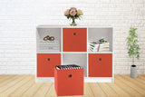Storage Boxes: SORTI 33x33x27 CM Red 6-Pack Foldable Storage Cubes - Fabric Bookcase Organizers for Toys and More