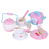 Pretend Play: Kids Wooden Kitchen Tea Set Pretend Play