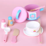 Pretend Play: Kids Wooden Kitchen Tea Set Pretend Play
