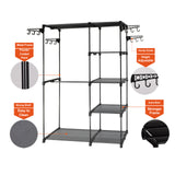 Clothing & Wardrobe Storage: Sorti Freestanding Portable Closet Metal Wardrobe Garment Rack Hanger