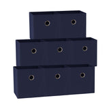 Storage Boxes: SORTI 27x28x27 CM Dark Blue 8-Pack Foldable Storage Cubes - Fabric Bookcase Organizers for Toys and More