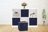 Storage Boxes: SORTI 27x28x27 CM Dark Blue 8-Pack Foldable Storage Cubes - Fabric Bookcase Organizers for Toys and More