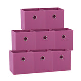 Storage Boxes: SORTI 27x28x27 CM Dark Pink 8-Pack Foldable Storage Cubes - Fabric Bookcase Organizers for Toys and More
