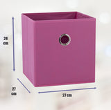 Storage Boxes: SORTI 27x28x27 CM Dark Pink 8-Pack Foldable Storage Cubes - Fabric Bookcase Organizers for Toys and More
