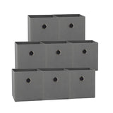 Storage Boxes: SORTI 27x28x27 CM Grey 8-Pack Foldable Storage Cubes - Fabric Bookcase Organizers for Toys and More