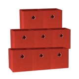 Storage Boxes: SORTI 27x28x27 CM Red 8-Pack Foldable Storage Cubes - Fabric Bookcase Organizers for Toys and More