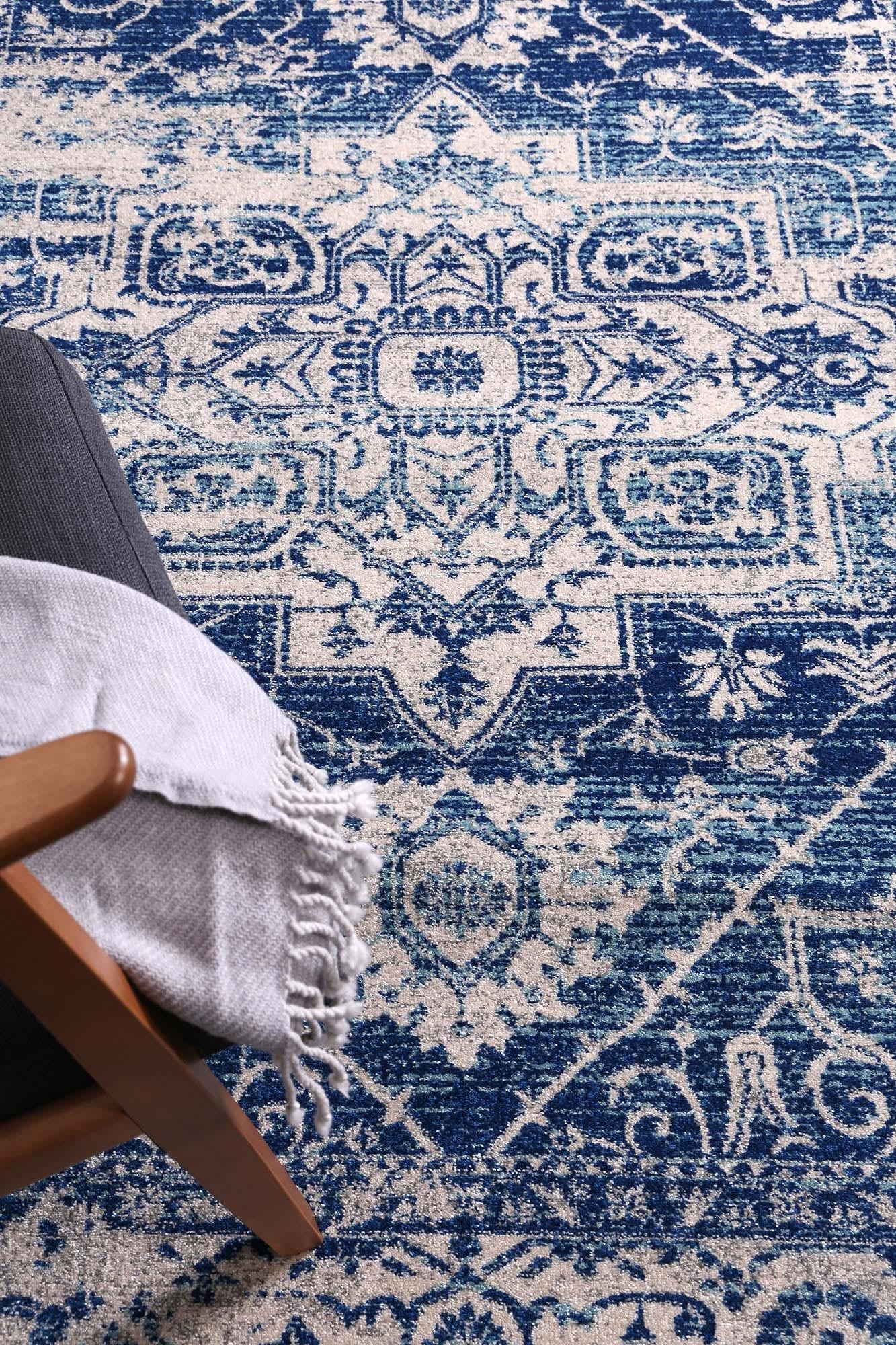 Floor Rugs: delicate-audrey-ivory-navy-rug 160x230