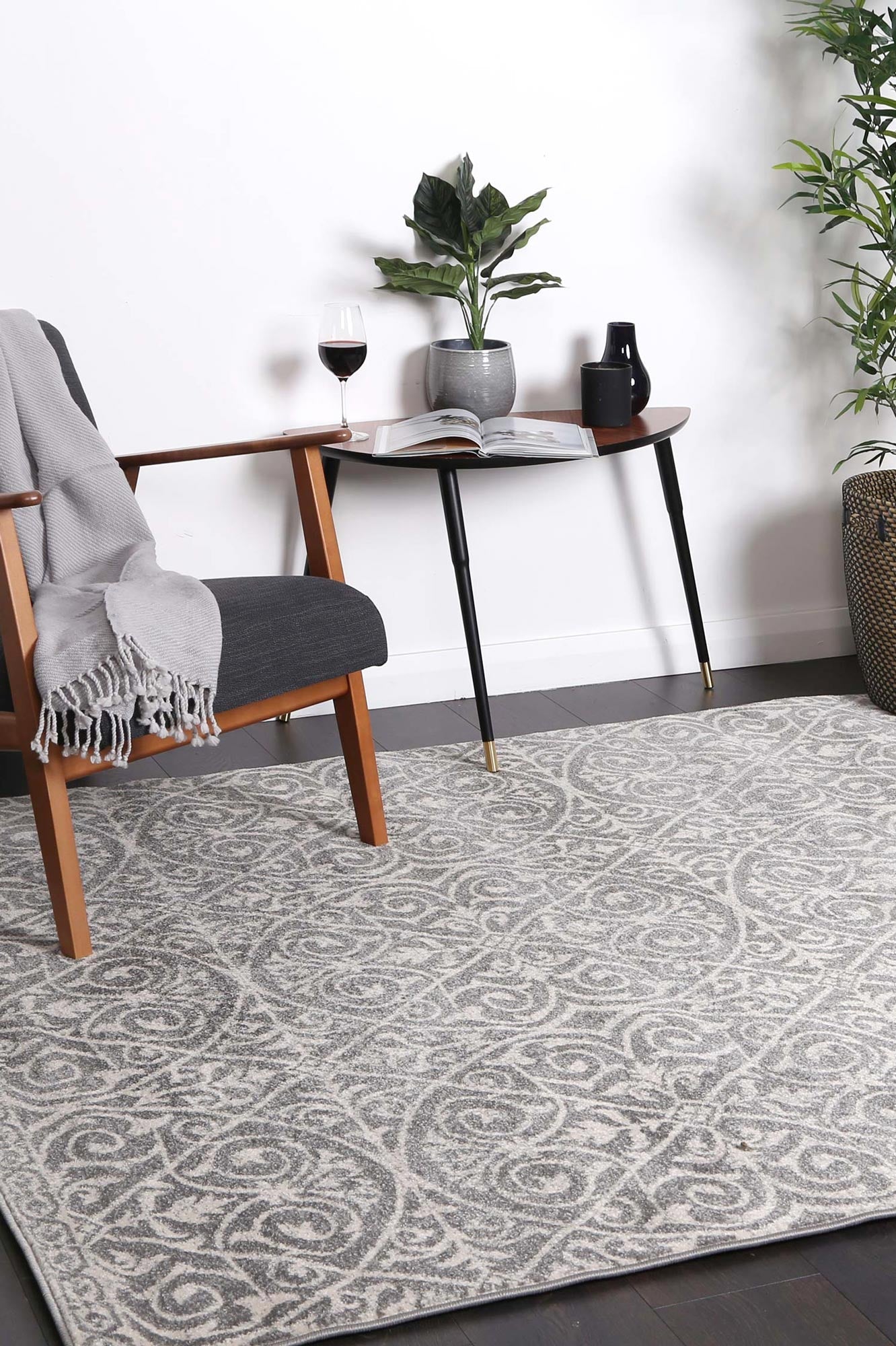 Floor Rugs: delicate-katherine-grey-ivory-rug 200x290