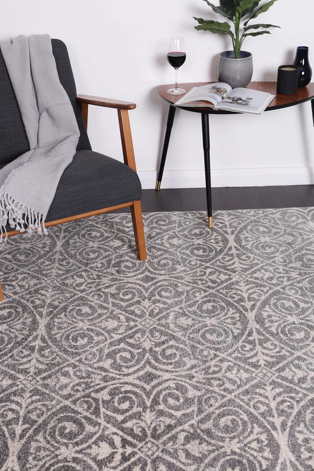 Floor Rugs: delicate-katherine-grey-ivory-rug 80x300