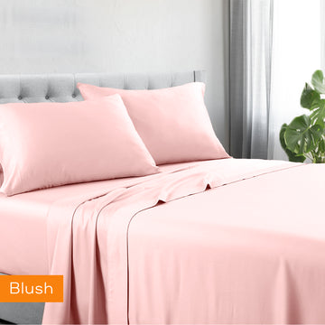 Bed Sheets: 1200tc hotel quality cotton rich sheet set king single blush