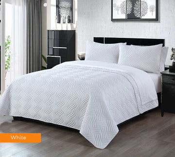 Quilts & Duvets: 3 piece embossed comforter set queen white