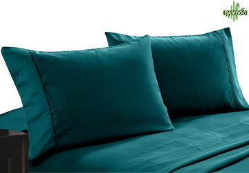 Bed Sheets: 400 thread count bamboo cotton twin pack pillowcase teal