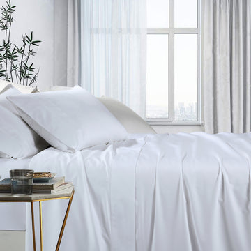 Bed Sheets: 1000tc bamboo cotton sheet set queen white
