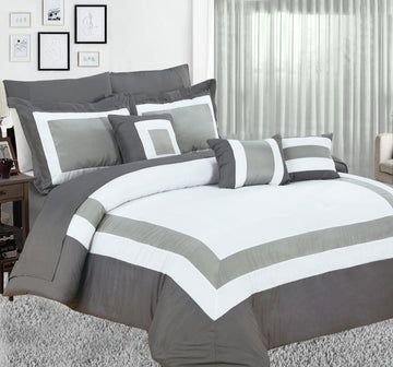 Quilts & Duvets: 10 piece comforter and sheets set queen charcoal