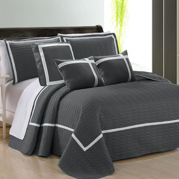 Quilts & Duvets: 6 piece two tone embossed comforter set king charcoal