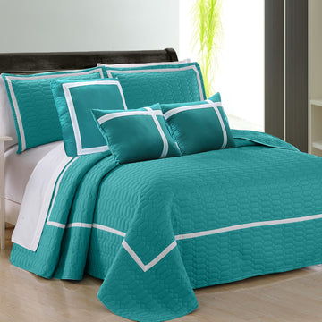 Bed Valances: 6 piece two tone embossed comforter set queen teal