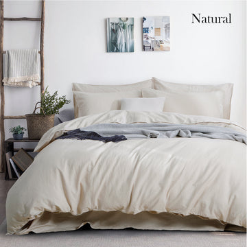 Duvet Covers: luxurious linen cotton quilt cover set queen natural