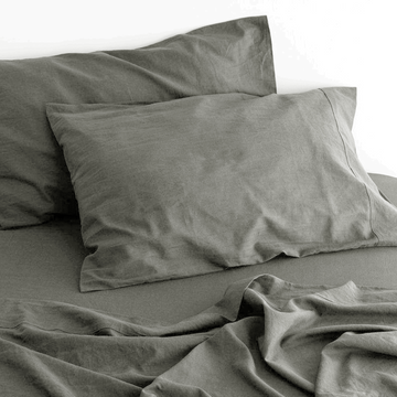 Bed Sheets: luxurious linen cotton sheet set 1 double grey