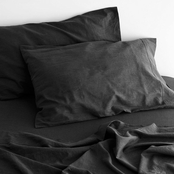 Bed Sheets: luxurious linen cotton sheet set 1 king charcoal