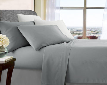 Bed Sheets: ultra soft microfibre sheet set double silver