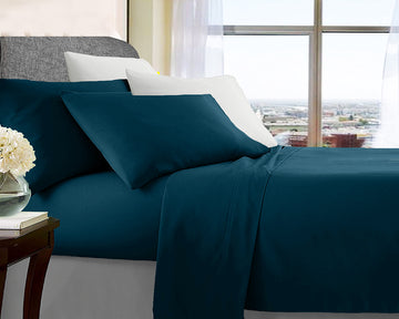 Bed Sheets: ultra soft microfibre sheet set queen sailor blue