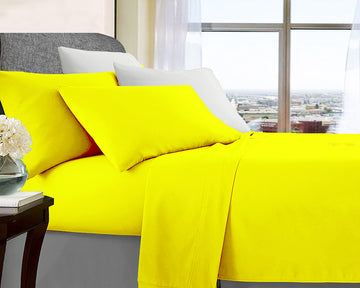 Bed Sheets: ultra soft microfibre sheet set queen yellow
