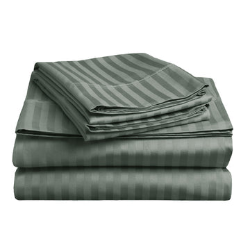 Bed Sheets: soft stripe microfibre sheet set queen charcoal