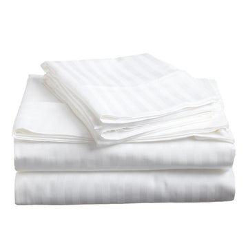 Bed Sheets: soft stripe microfibre sheet set queen white