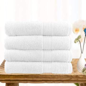 Bath Towels & Robes: 4 piece ultra light cotton bath towels in white