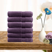 Bath Towels & Robes: 6 piece ultra light cotton face washers in aubergine