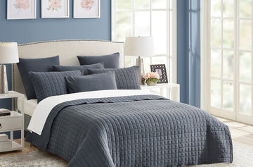 Duvet Covers: 7 piece vintage stone wash comforter set queen charcoal