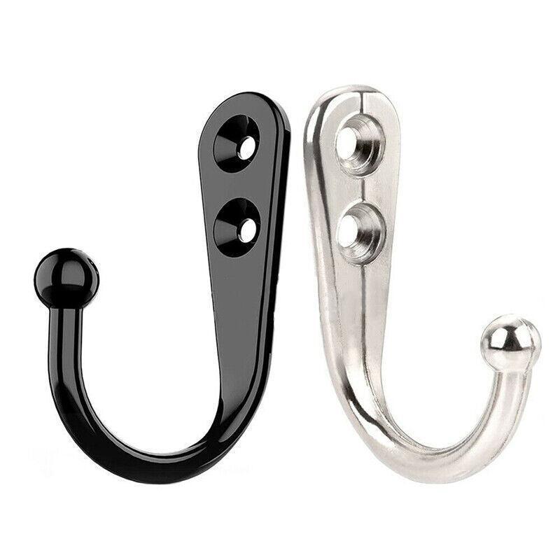 Drying Racks & Hangers: 10Pcs Wall Hooks Heavy Duty Coat Hat Robe Hanger Double Hole Zinc Alloy Vintage - Black
