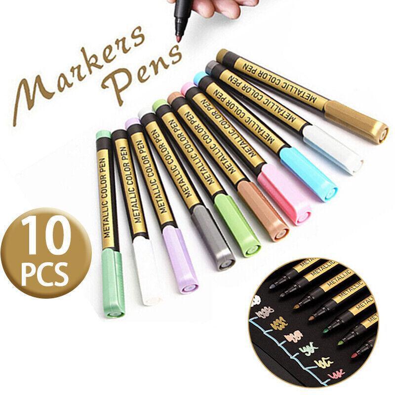 Pens & Pencils: 10Pcs/Set Waterproof  Paint Pens for Art on Metal Glass & Rock