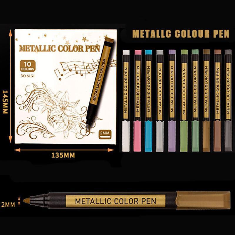 Pens & Pencils: 10Pcs/Set Waterproof  Paint Pens for Art on Metal Glass & Rock