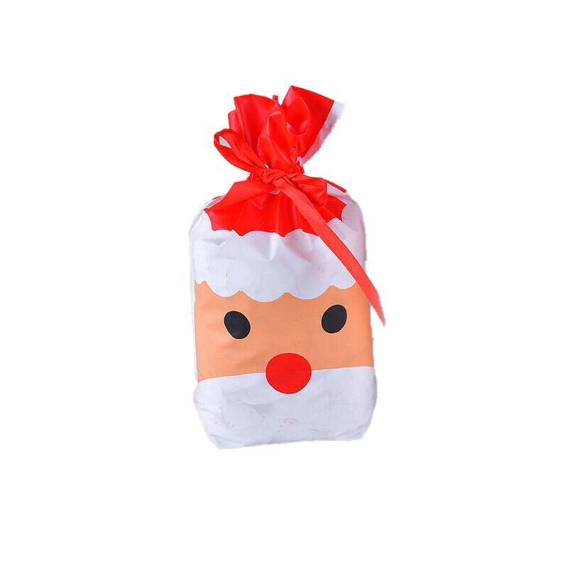 Gift Bags: 10pcs Christmas Candy Bags Gift Treat Drawstring Pouches Biscuit Cookie Packaging - 10Pcs Bag-Bike Bear